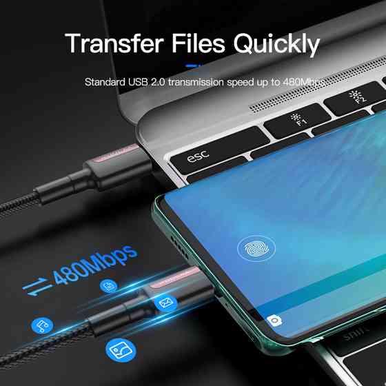 Кабель USB Type-C 1м Pavareal Q28 60Вт QC3.0 шнур питания в оплетке Киев