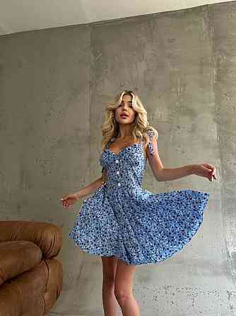 Жіночий романтичний мінікомбінезон у квітковий принт супер софт Блакитний, 46/48 Одеса