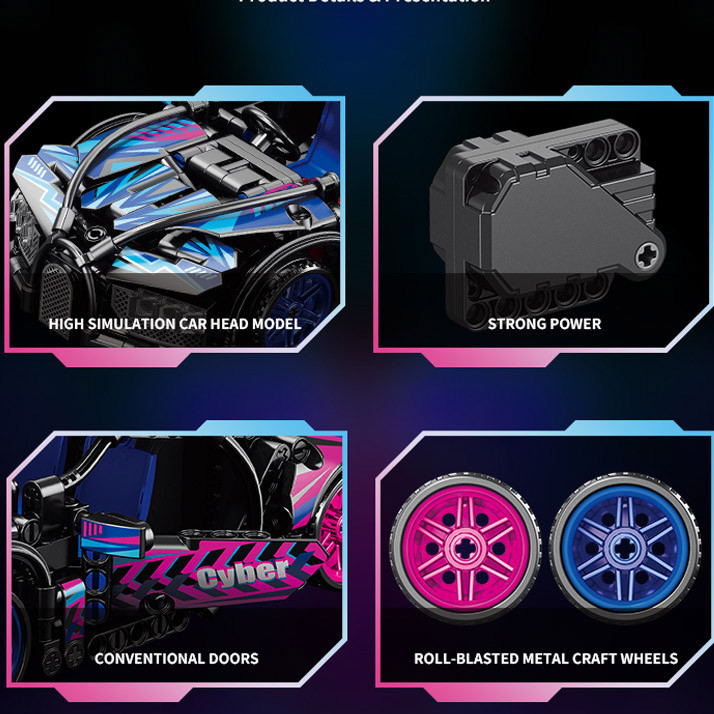 Конструктор Lele Brother Bugatti Chiron CyberPunk, 473 деталей совместимый с lego лего Киев - изображение 3