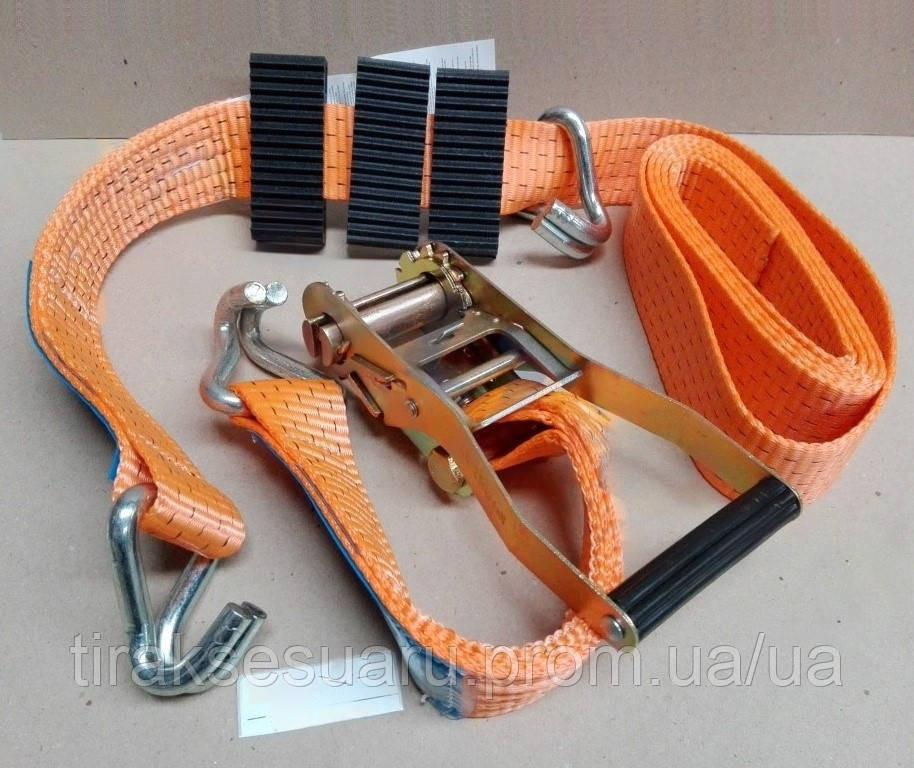 Стяжний ремінь на лавету з трищіткою 2.7м 5 тонн  Стяжний ремінь для евакуатора 5тонн 2.7м Луцьк - фото 1
