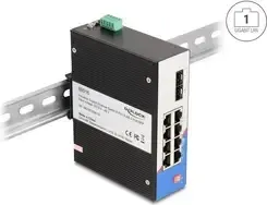 Комутатор DeLOCK Przemysłowy przełącznik Gigabit Ethernet 8 porty RJ45 2 porty SFP na szynę DIN, Nie zarządzany, Gigabit Ethernet Київ - фото 1