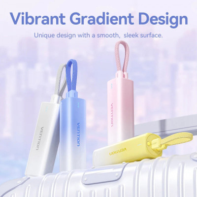 Батарея универсальная VENTION 5000mAh 20W PD, USB-C In/Out, Lightning In/Out, with cable, Gradient Yellow (FHWY0) Винница - изображение 3