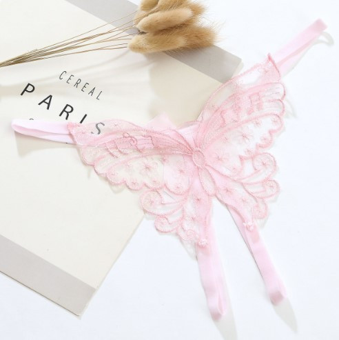 Трусики з розрізом та метеликом стрінги універсальний рожевий Київ - фото 1