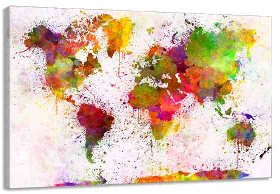 Картина полотно у вітальню / спальню   Мапа Світу     MLP_259 ( 60х30см ) 60x100 см Київ