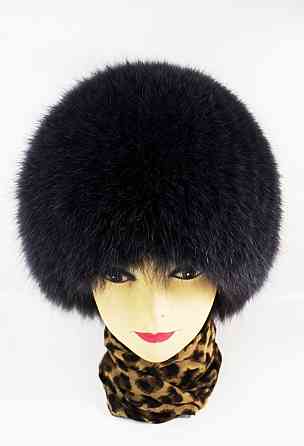 Шапка меховая женская песцовая сноп Анастасия Черный Харьков