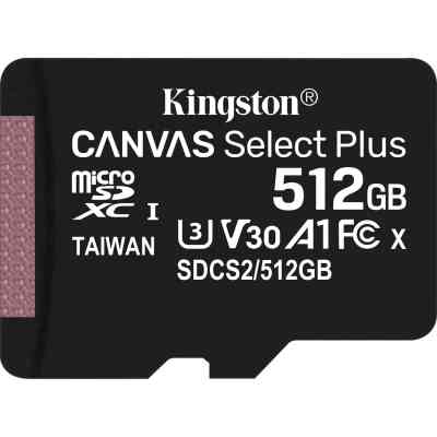 Карта пам&apos;яті Kingston 512GB microSDXC class 10 UHS-I U3 V30 A1 Canvas Select Plus (SDCS2/512GBSP) Вінниця