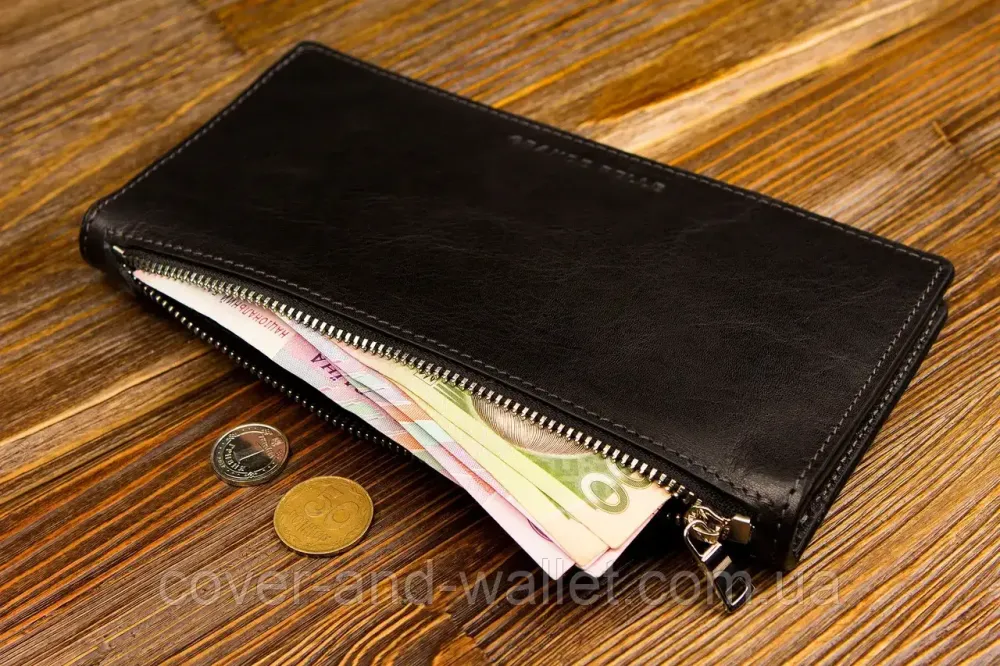 Стильний тонкий гаманець купюрник з гладкої коричневої шкіри Grande Pelle Uccello 520620 Київ - фото 9