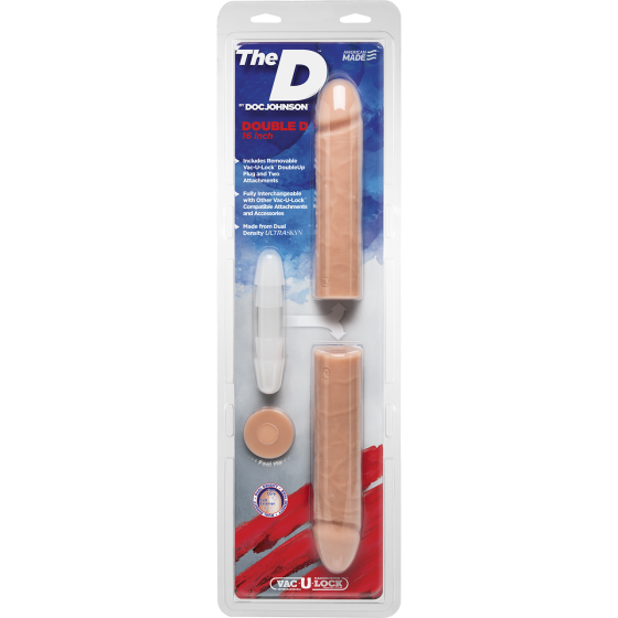 Фаллоимитатор двойной Doc Johnson The D - Double D - 16 Inch - ULTRASKYN, диаметр 4,4см, Vack-U-Lock Sex Aura Киев