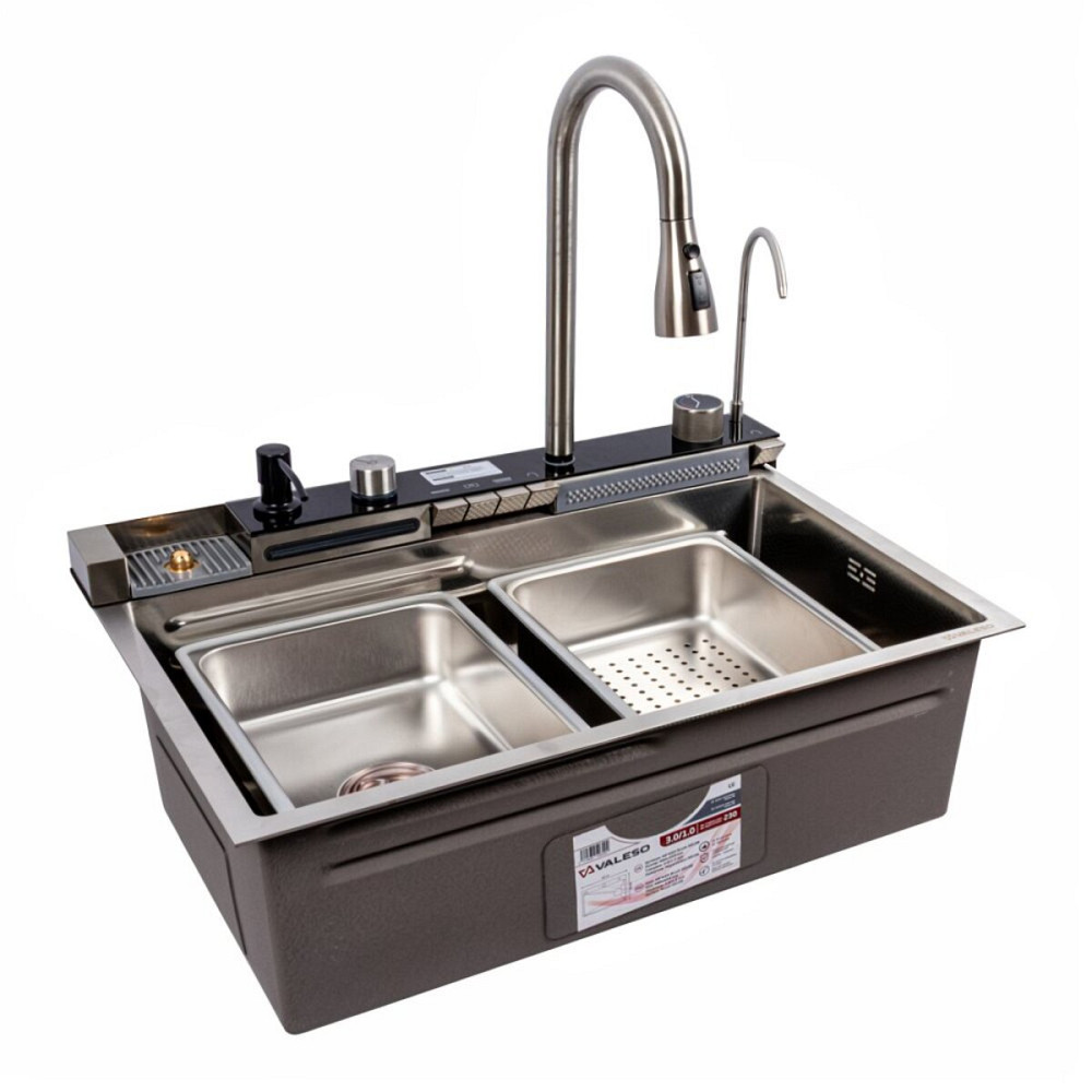 VALESO Мийка кухонна сатин Valeso Handmade "Водоспад" (ДЕКОР) 68х45M Киев - изображение 3