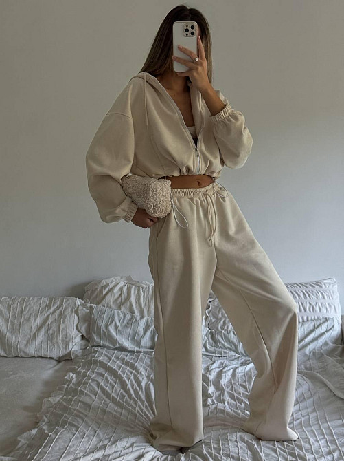 Женский базовый костюм двойка: кофта и брюки замша Одесса - изображение 2