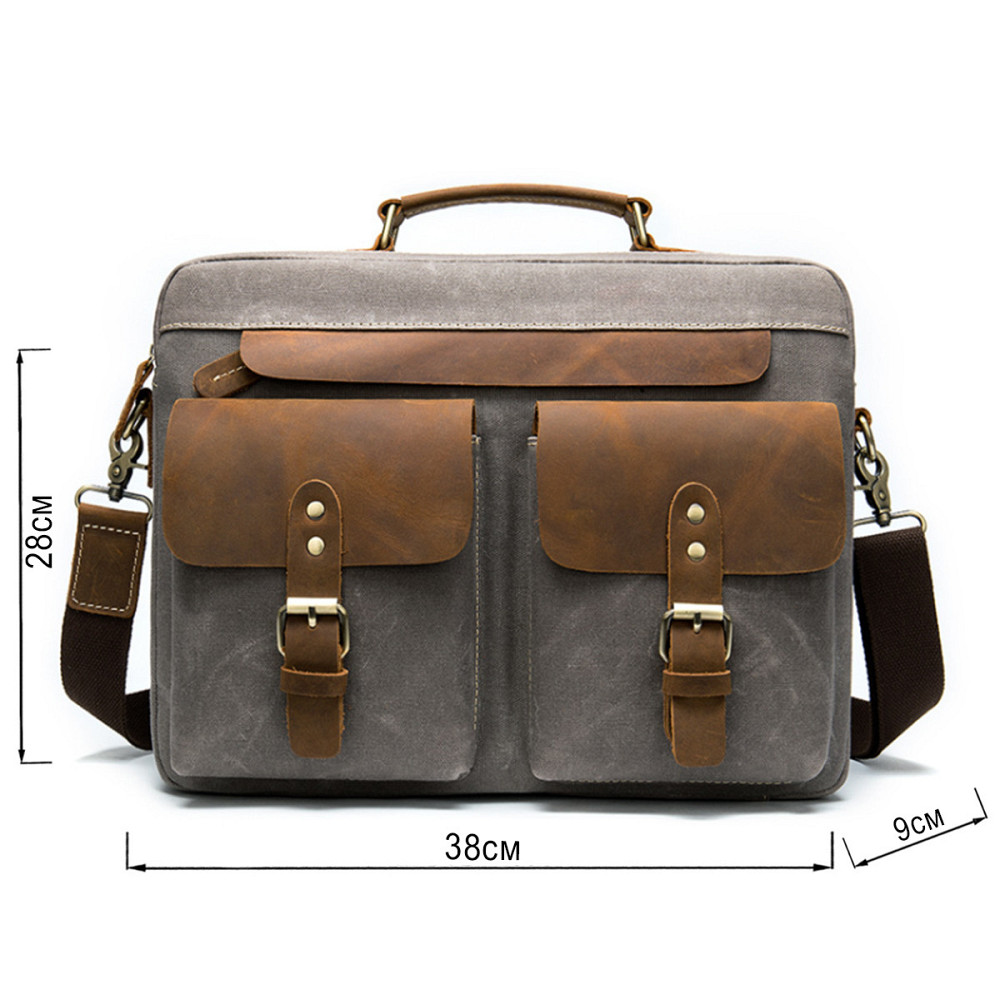 Сумка-портфель чоловіча текстильна з шкіряними вставками Vintage 20001 Сіра Київ - фото 3