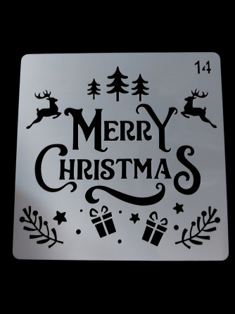 Трафарет новогодний Merry Christmas 15 на 15 см серый Киев