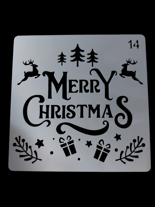 Трафарет новогодний Merry Christmas 15 на 15 см серый Киев - изображение 1