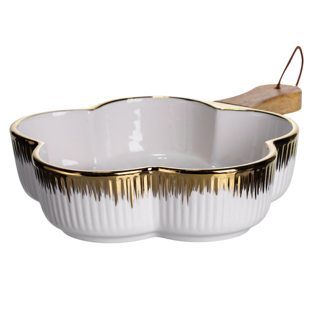 Глубокая фарфоровая тарелка с ручкой 