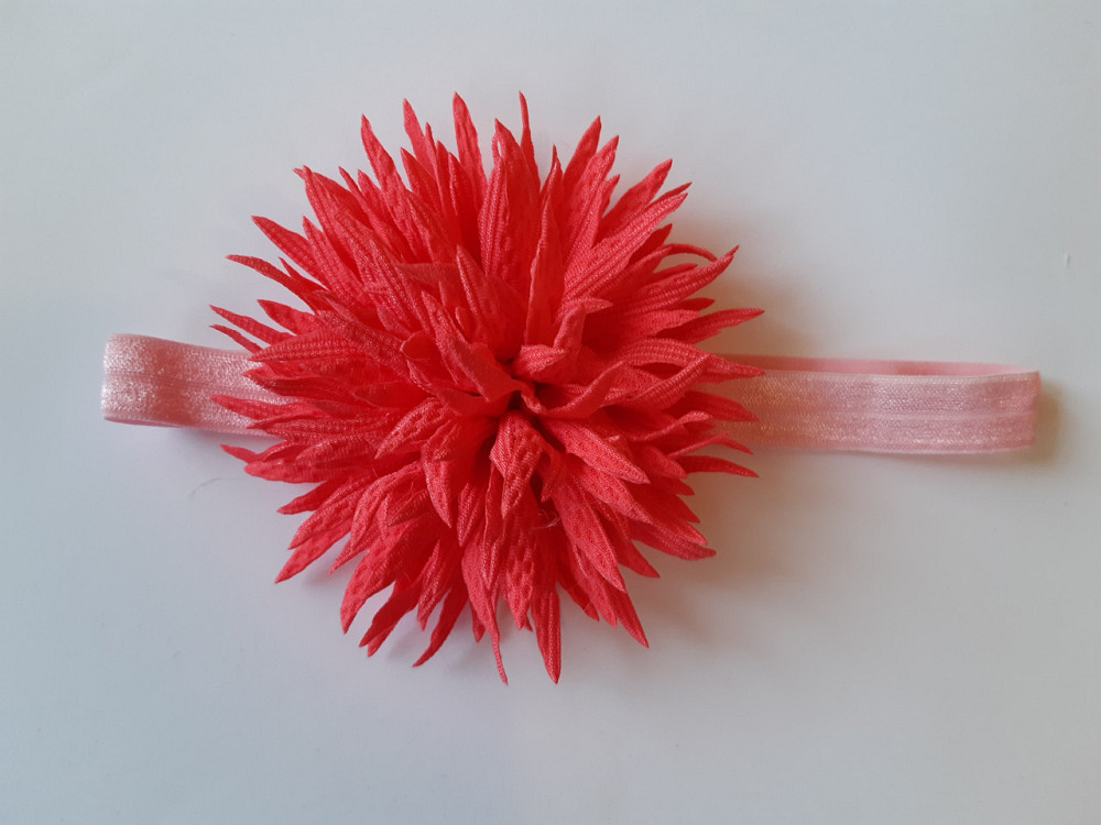 Детская красивая повязка коралловая - окружность 38-60см, цветок 9см Киев - изображение 1