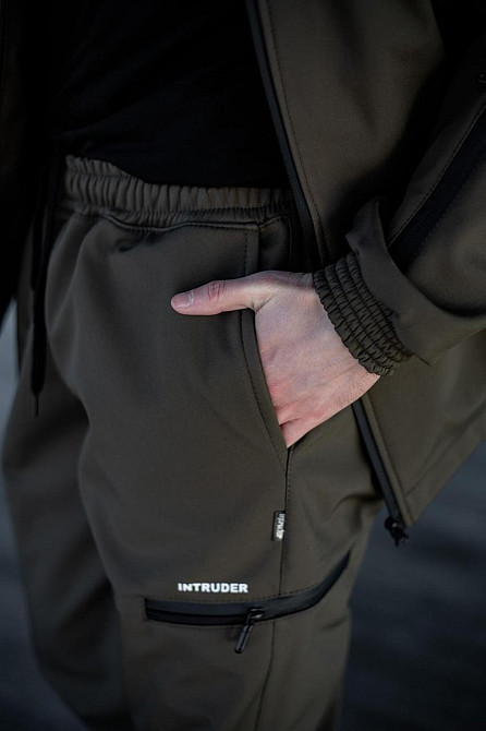 Чоловічі теплі брюки карго Intruder Softshell штани на мікрофлісі з кишенями софтшелл 'Reef' хакі Одеса - фото 3