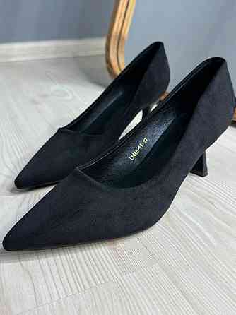 Туфли женские Meideli 6605-11 лодочки на каблуке экозамш черные, 36, 23 см Киев