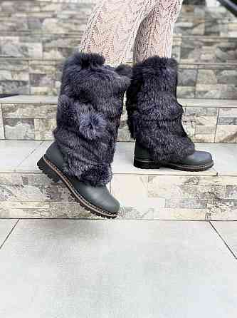 TopS Унти жіночі TopS сірі натуральна шкіра з хутром висота 26см обхват 32-33см 38р. (АР-65) Коломыя