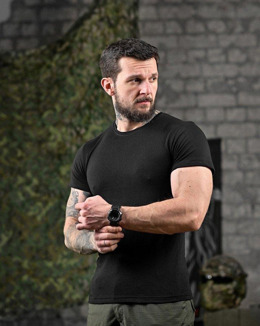 Трикотажна мілітарі футболка любов носити піксель чорний ДЛ6517 Одеса - фото 3