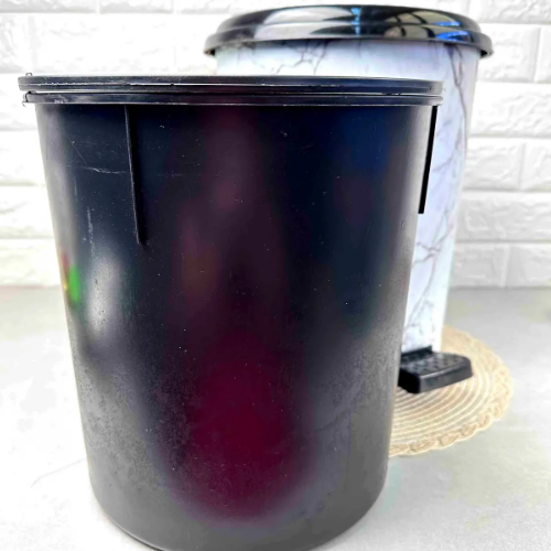 Відро для сміття 17л з педаллю пластик з малюнком білий мармур ELIF Житомир - фото 6