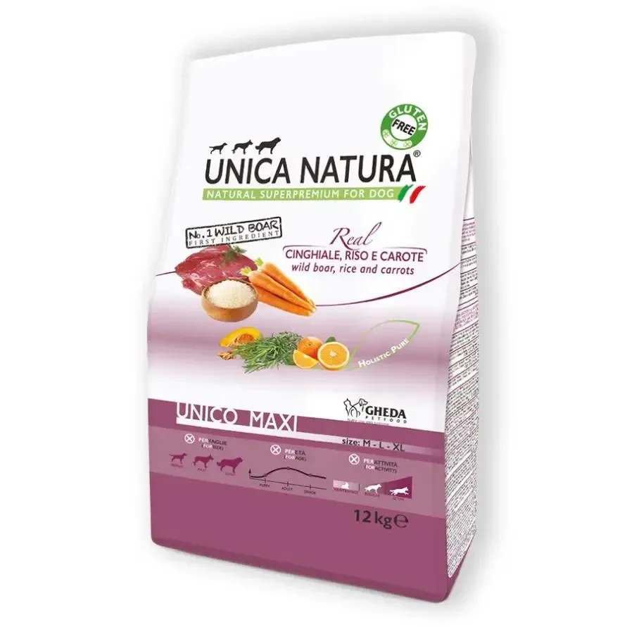 Сухой корм для собак Gheda Unica Natura Unico Maxi корм для больших пород собак (кабан/рис/морковь), 12 кг Винница - изображение 1