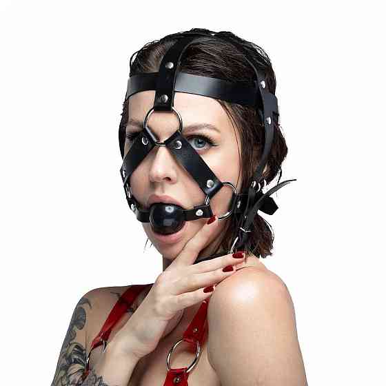Маска-збруя з кляпом Feral Feelings Head Harness, шкіра Sex Aura Київ