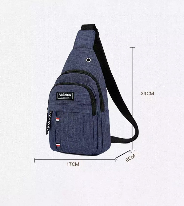 Сумка тактическая через плечо синяя - размер сумки 33*17*6см, 2 кармана. Мужская сумка, женская сумка, Унисекс Киев - изображение 9