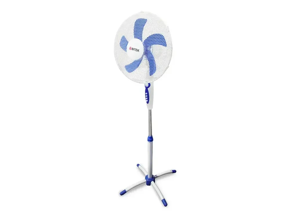 Вентилятор підлоговий BITEK 16" (40см) 100Вт 5 пласт. лоп. білий/синій BT-1630WB поворот і нахил Одеса - фото 1