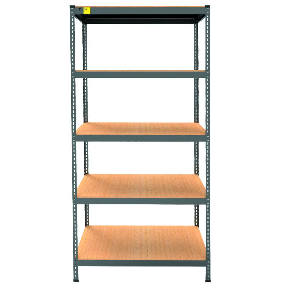 Металевий стелаж Emby Light Series (розмір 2400х900x450мм) 5 полиць ДСП до 100кг Чорний Київ - фото 1