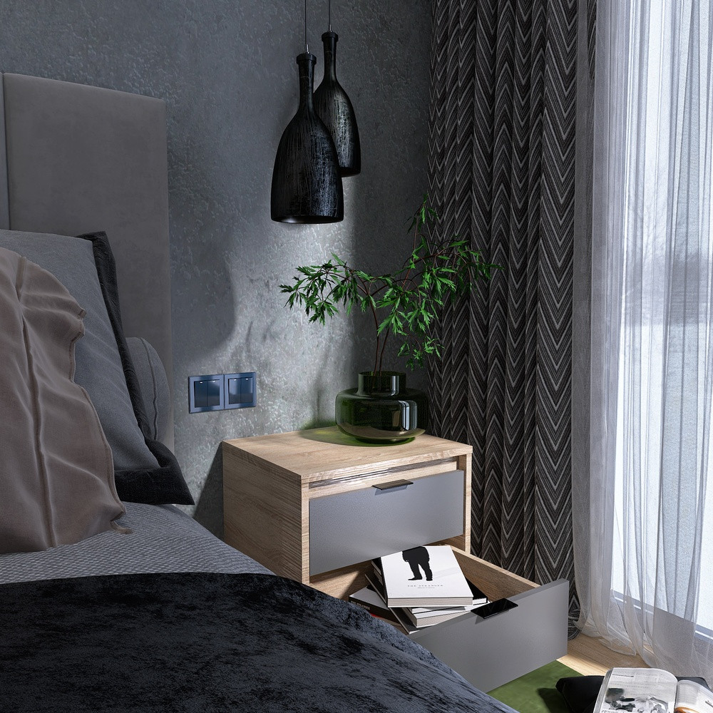 Тумба приліжкова Еверест Сіті-450 45,2х38х44,2 см Дуб сонома/Графіт (DTM-071089) Львів - фото 5