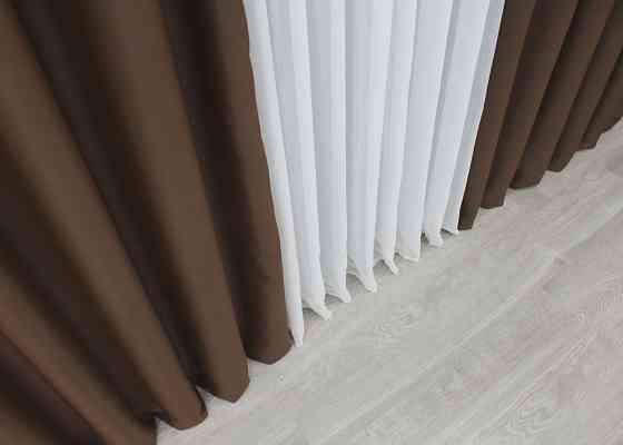 Комплект готовых штор VR-Textil Блэкаут Midnight № 1677ш Коричневый 100х290 см 2 шт (31-052) Киев