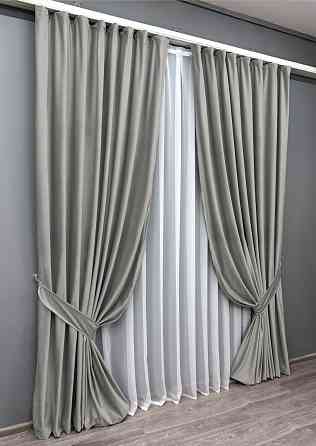 Комплект готовых штор VR-Textil Бархат № 1765ш Светло-серый 150х290 см 2 шт (33-0953) Киев