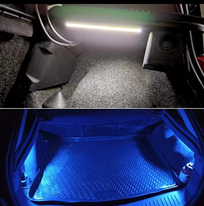 Автомобільна світлодіодна led стрічка протитуманні ходові вогні COB 12v 17 см холодно-синій Київ - фото 6
