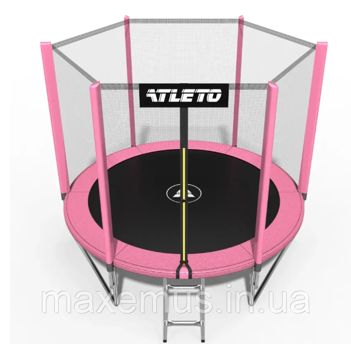Батут Atleto Pro 252 см (8 ft) розовый с защитной сеткой и лестницей детский садовый батут Мостиска - изображение 9