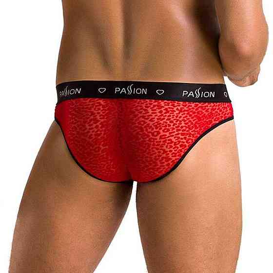Мужские полупрозрачные трусы Passion 031 SLIP MIKE XXL/XXXL Red, под леопард Sex Aura Киев