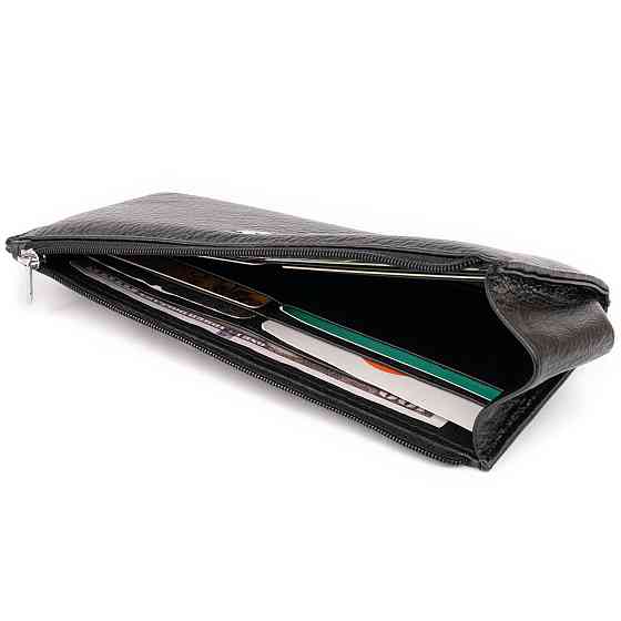 Горизонтальний тонкий гаманець зі шкіри унісекс ST Leather 19324 Чорний Київ