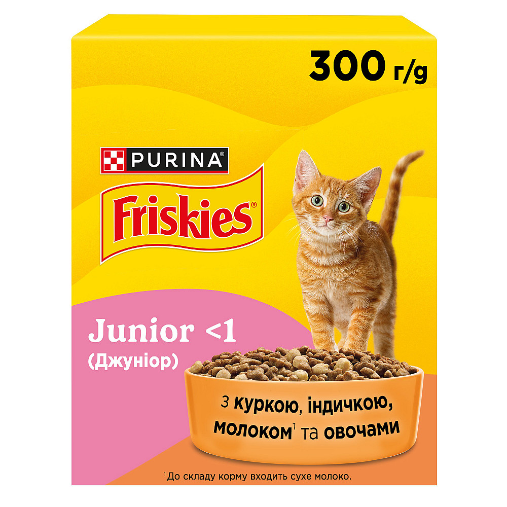 Сухий корм FRISKIES Junior для кошенят, з куркою, індичкою та овочами, 300 г Київ - фото 1