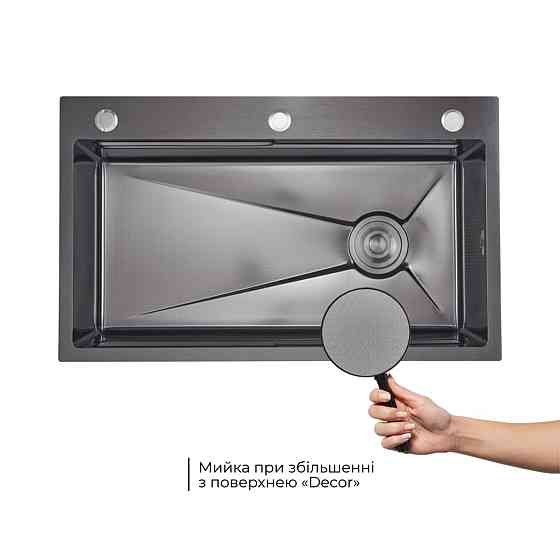 Комплект Lidz Handmade H7545B Мийка для кухні інтегрована Decor Black PVD Honeycomb LDH7545BDECPVD48373+Lidz (BLA) Київ