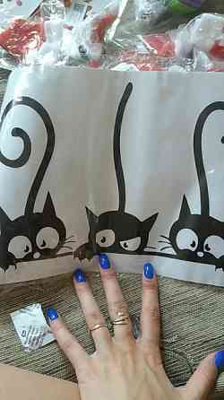 Вінілова наклейка з котами 20 на 30 см чорний Київ