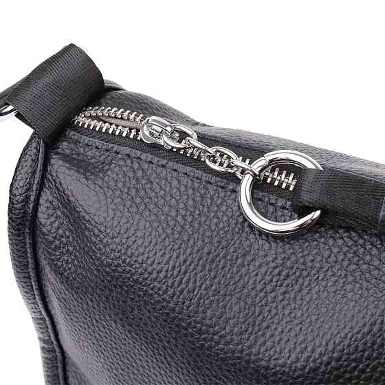 Стильная полукруглая сумка для женщин из натуральной кожи Vintage 22905 Черный Киев