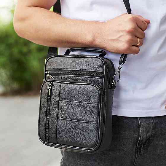 Чоловіча шкіряна сумка-барсетка 20х25х 5.5, месенджер через плече Bexhill BX-02103 чорний Київ