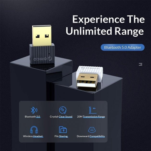 USB Bluetooth адаптер Orico бездротової передавач bluetooth 5.0 для BTA-508-BK (Чорний) Николаев - изображение 3
