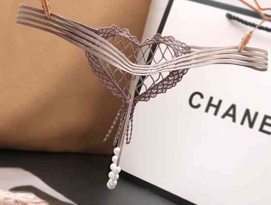 Стрінги з доступом та намистинками еротичні універсальний бежевий Київ