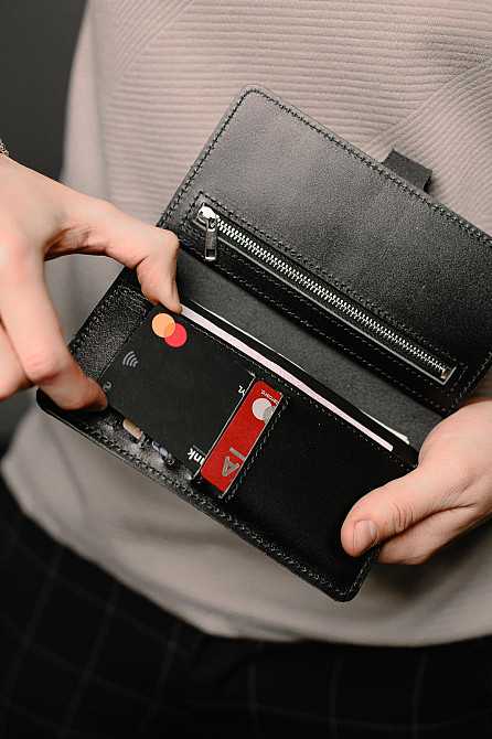 Портмоне чоловіче із натуральної гладкої шкіри SR015 (Чорний) Суми - фото 6