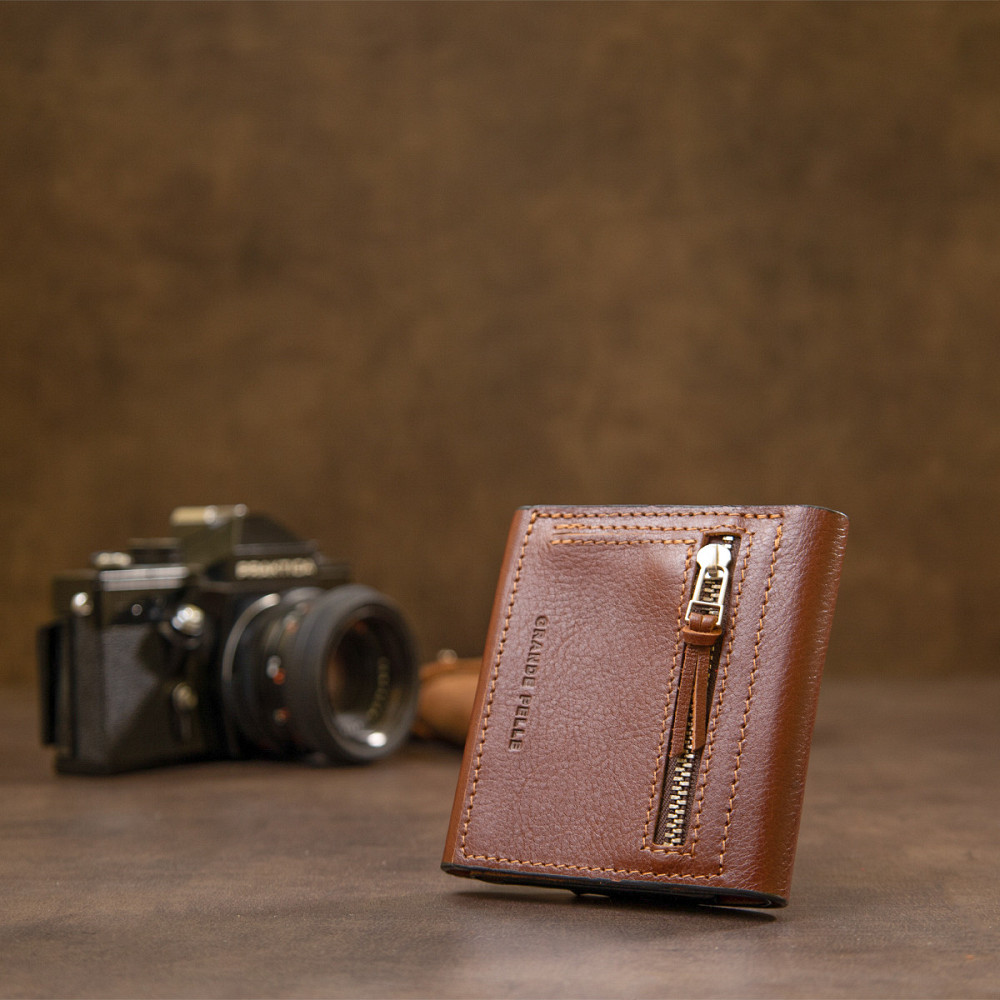 Оригинальное портмоне для мужчин GRANDE PELLE 11464 Коричневый Киев - изображение 9