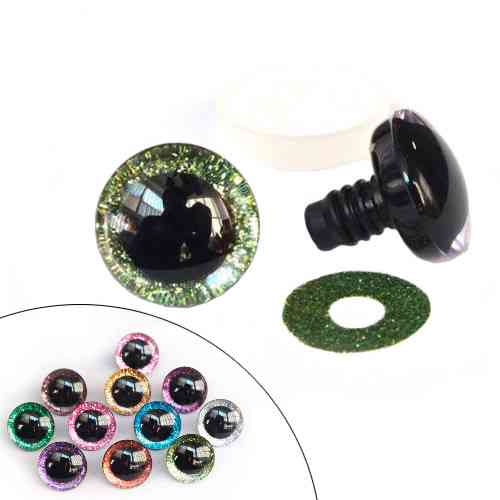 Глаза для игрушек 16мм цветные винтовые с фиксатором 30шт, пластиковые Винница