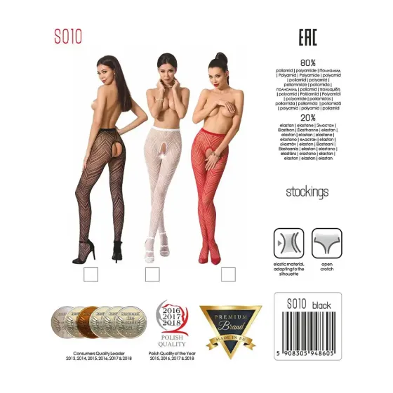 Еротичні колготки-бодістокінг Passion S010 red, з доступом, геометричний малюнок Львов