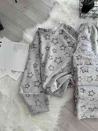 Женская теплая повседневная домашняя махровая пижама турецкая двусторонняя махра Серый, 46/48 Одесса