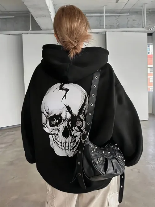 Худі жіноче, світшот чорний, модна толстовка 2700322411 розмір 48 Дніпро - фото 1