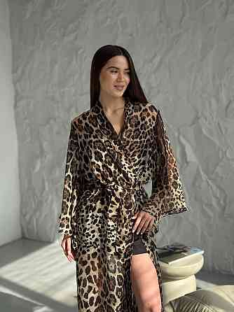 Довгий шифоновий халат Леопард L/2XL Харьков